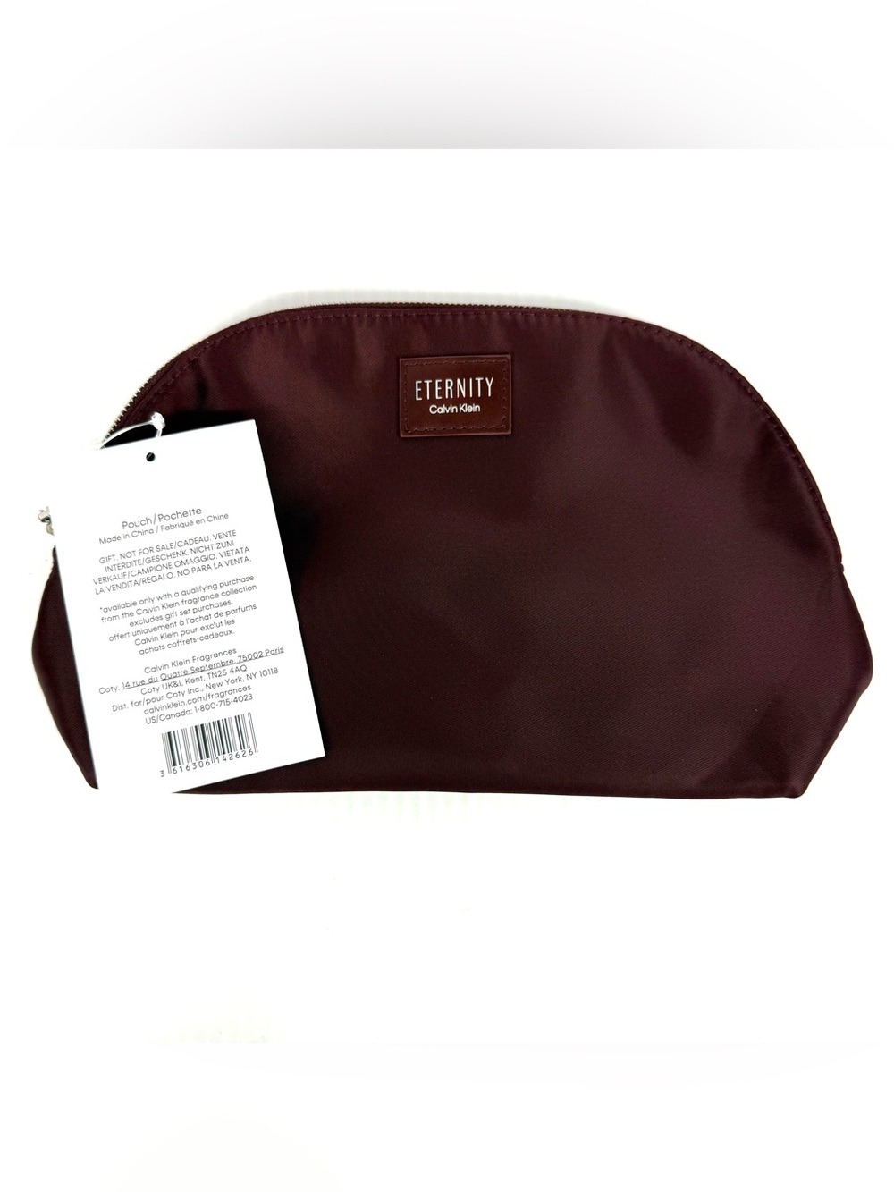 Calvin Klein Eternity Toiletry Pouch Burgundy Zippered Cosmetic Travel Bag New